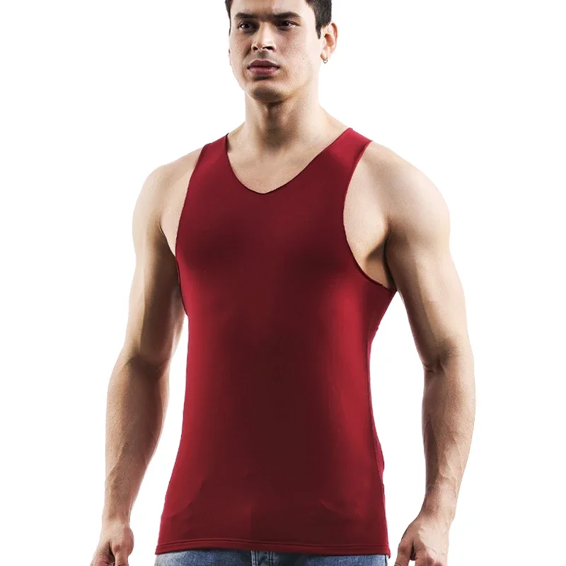 Herren-Thermoweste, nahtlos, Herbst und Winter, Fleece, verdickt, schmal geschnitten, große Größe, Unterhemd, Unterwäsche, Weste, Trend