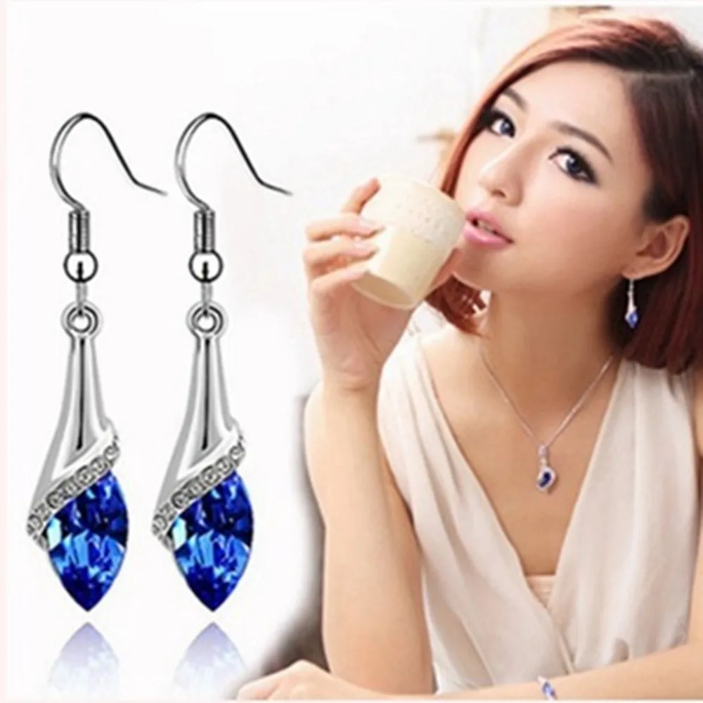 

Flash Diamond Crystal Horse Eye Earrings Romantic Shiny Earrings for Women Luxury Quality Jewelry Girls Gift Valentine's Day