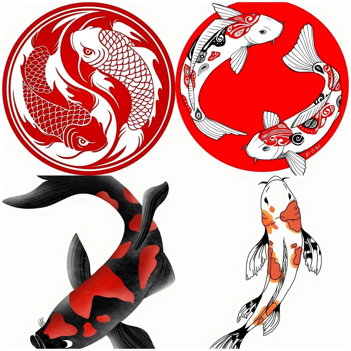 Koi Fish Sticker Yin Yang Decal Road Race Sports Bike Accessories Car Stickers Auto Interior for Laptop Window Tablet