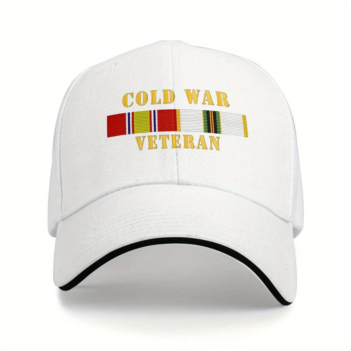Cold War Veteran Military Ribbon Embroidered Baseball Cap Adjustable Polyester Dad Hat Patriotic Gift