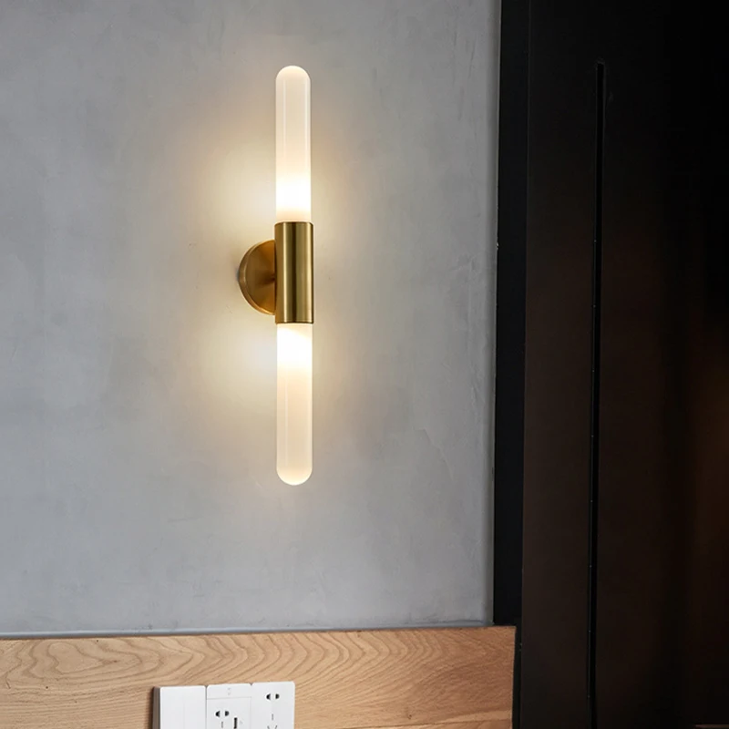 

Nordic LED Wall Light Parlor Bedroom Dining Sconce Gold Metal Aisle Bathroom Minimalist Lamp Clear White Glass E27 110-240V