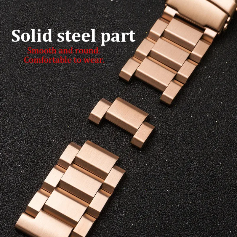 Solid Stainless Steel Watch Strap 18 19 20 21 22 23 24 25mm Metal Band Folding Buckle Universal Barcelet Women Men Watchband