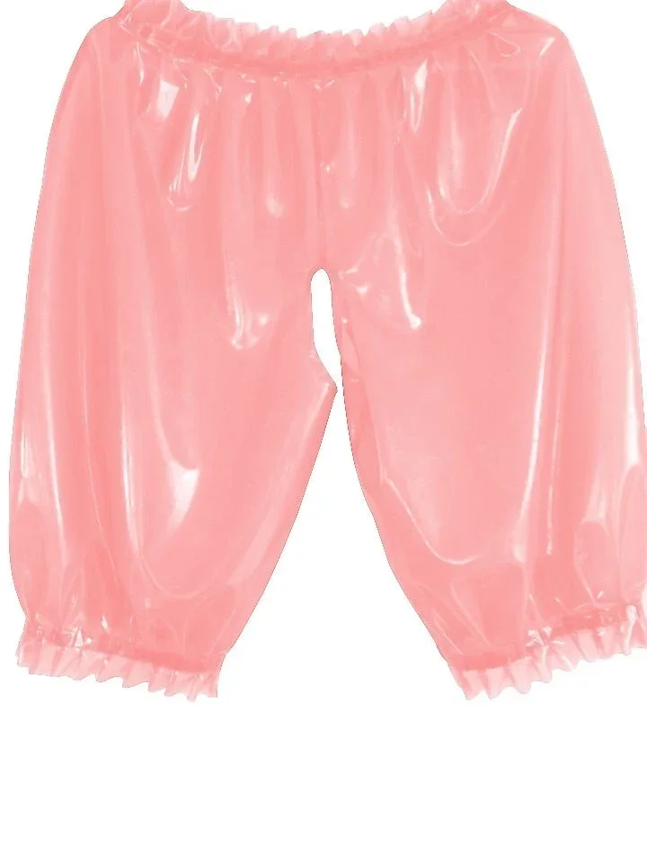 

100%Latex Rubber Pink Fashion Lace Stylish Short Pants Halloween costume party Cosplay