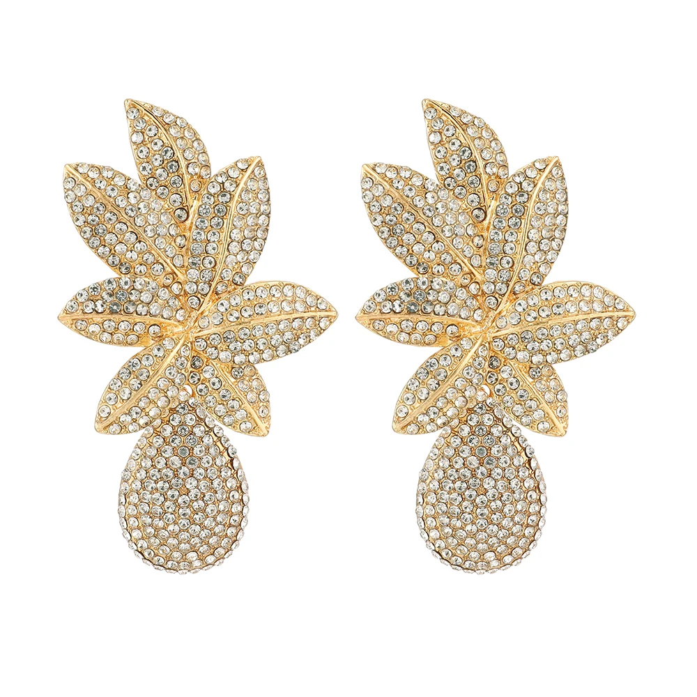 Fashion Geometric Metal Full Crystal Dangle Earrings For Women Girls Holiday Hawaii Party Luxury Quality Jewelry Ear Accessories