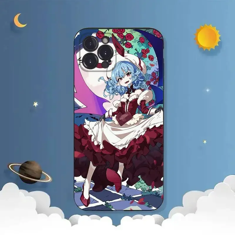 Touhou Project Remilia Scarlet Cute Girl Phone Case For iPhone 11 12 Mini 13 14 15 PRO XS MAX X XR 6 7 8 Plus Black Shell