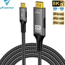 8K USB C to HDMI Cable 2.1 Adapter 32.4Gbps 4K@120Hz HDR10+ Dolby Vision for MacBook Pro/M1/M2/Cord for Laptop Tablet Galaxy S24