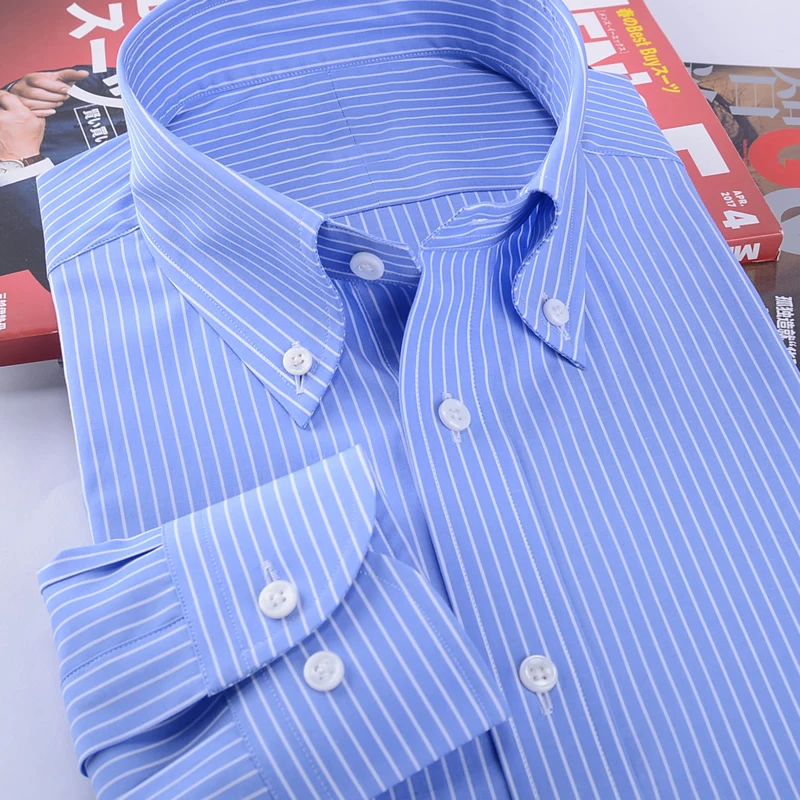 men's shirt  tip button simple fashion work slim casual American cuff collar shirts for men