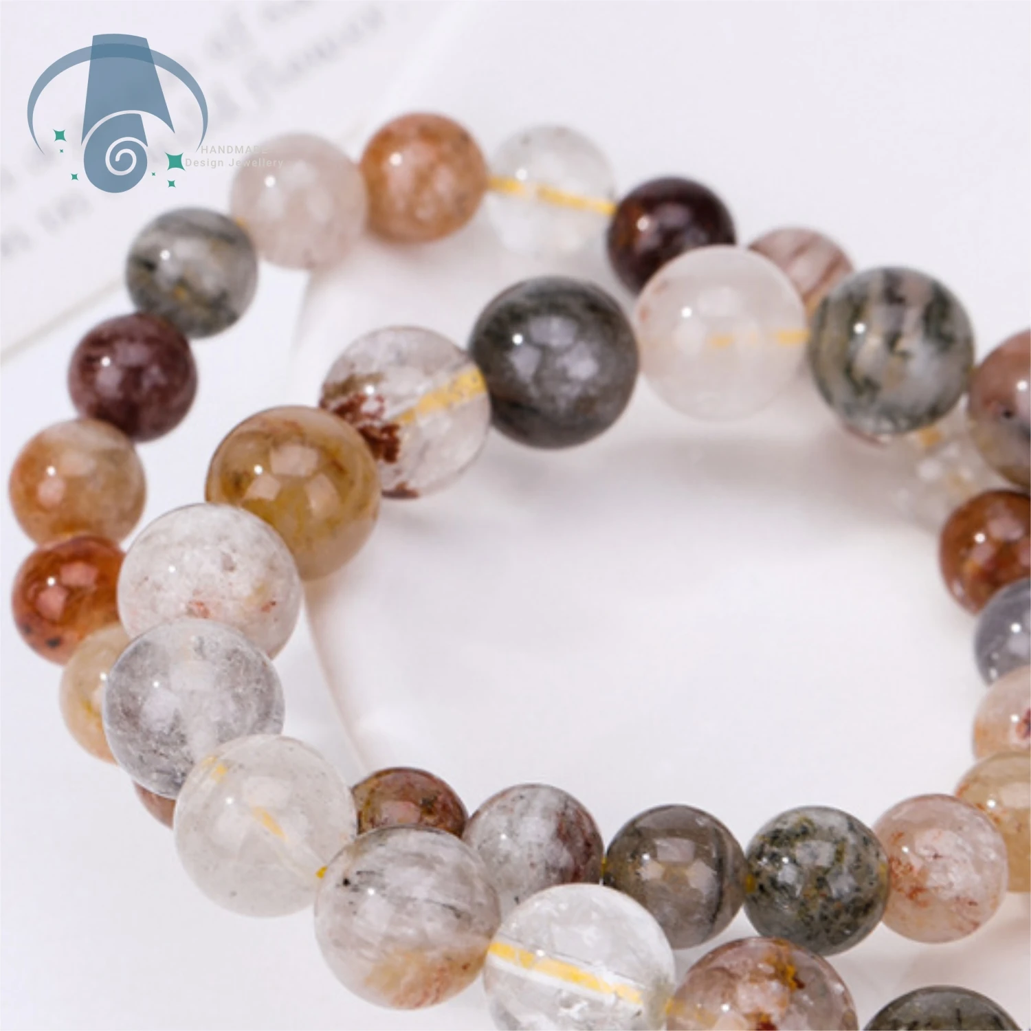 Natural Thousand Layer Phantom Crystal Bracelet Round Beads Simple Fashion Minimalist High End Elegant Handmade Jewelry for Wome