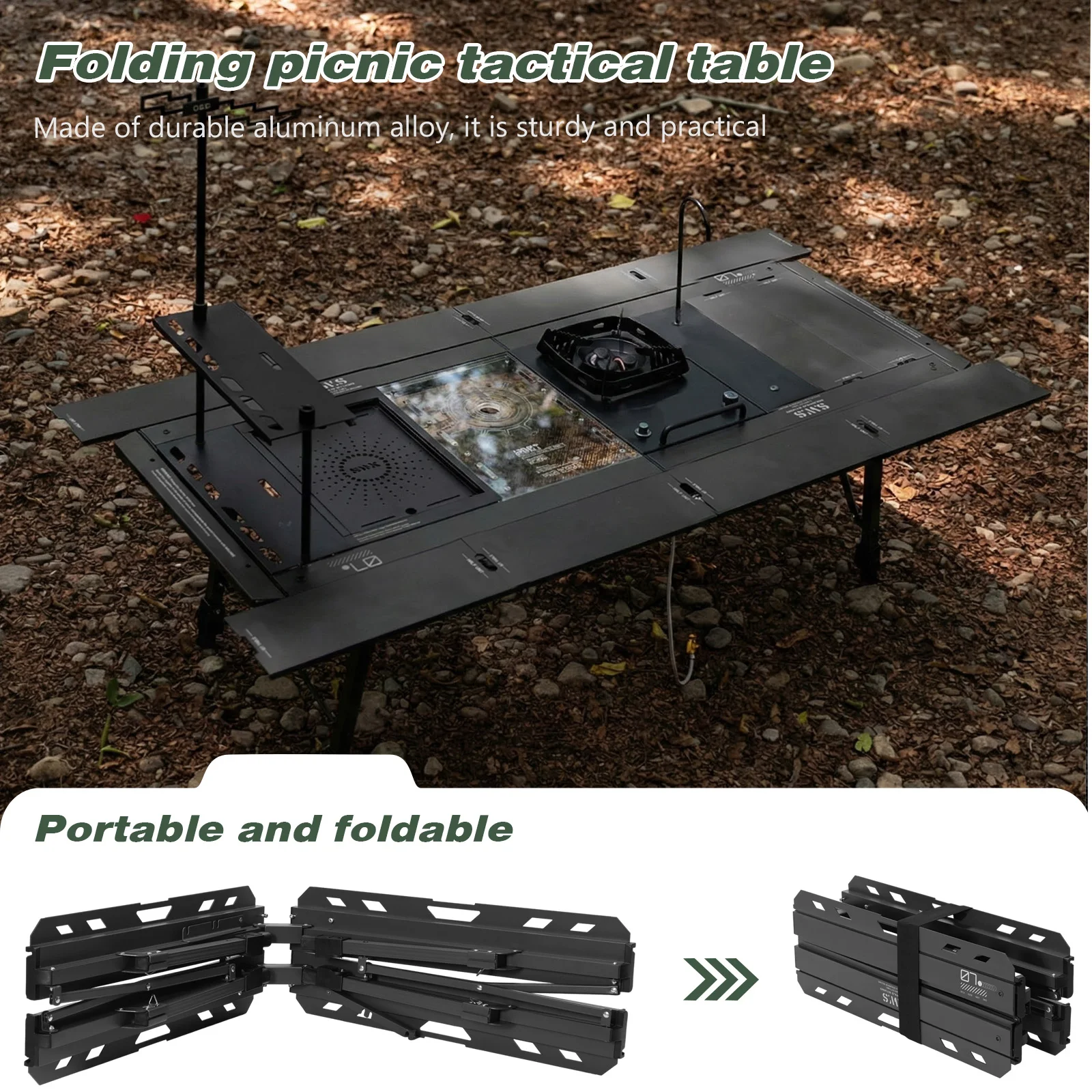 

Складной легкий стол с регулируемой высотой ножек, грузоподъемностью 120 кг, с сумкой для переноски, для пикников на природе, задних дворов и барбекю.