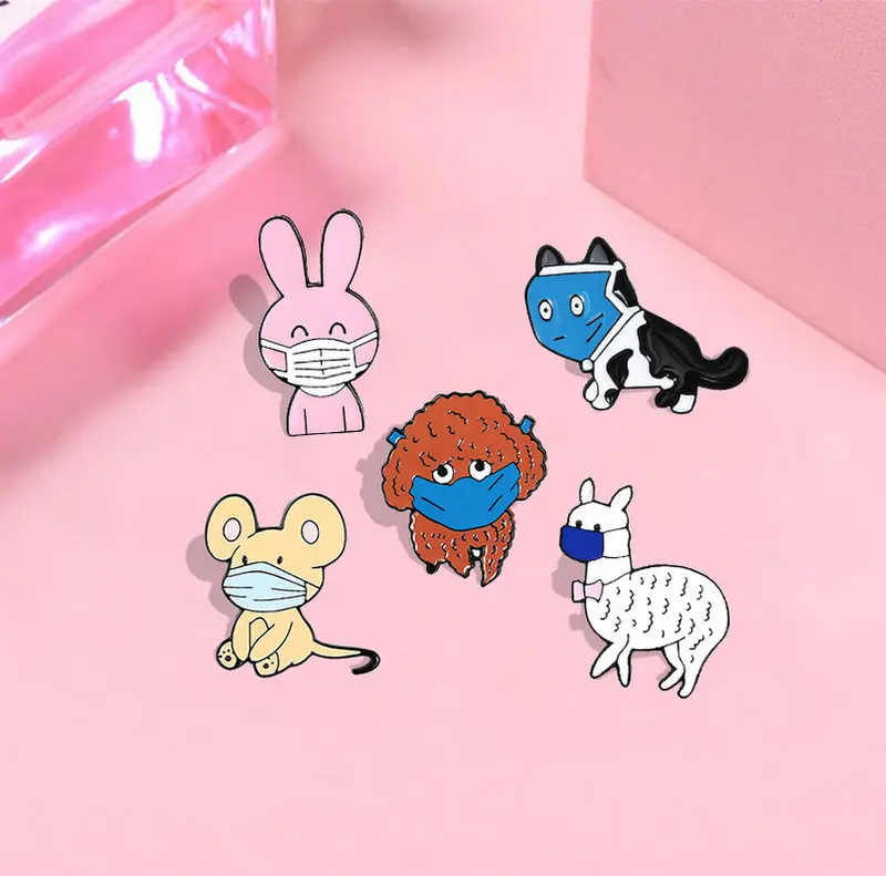 Pin personalizado de gato, perro, conejo, rata, Alpaca, para bolso Pin de solapa, insignia de dibujos animados, joyería para niños, amigos, animales divertidos, esmalte