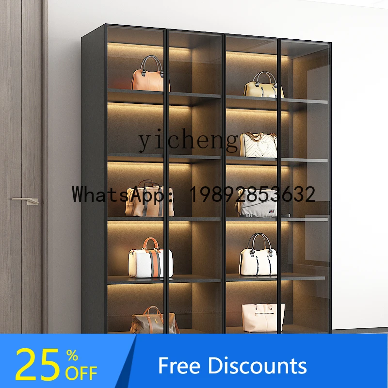 

Glass Display Cabinet Premium Luxury Storage Cabinet Home Display Stand Living Room Solid Wood Shelf Cabinet