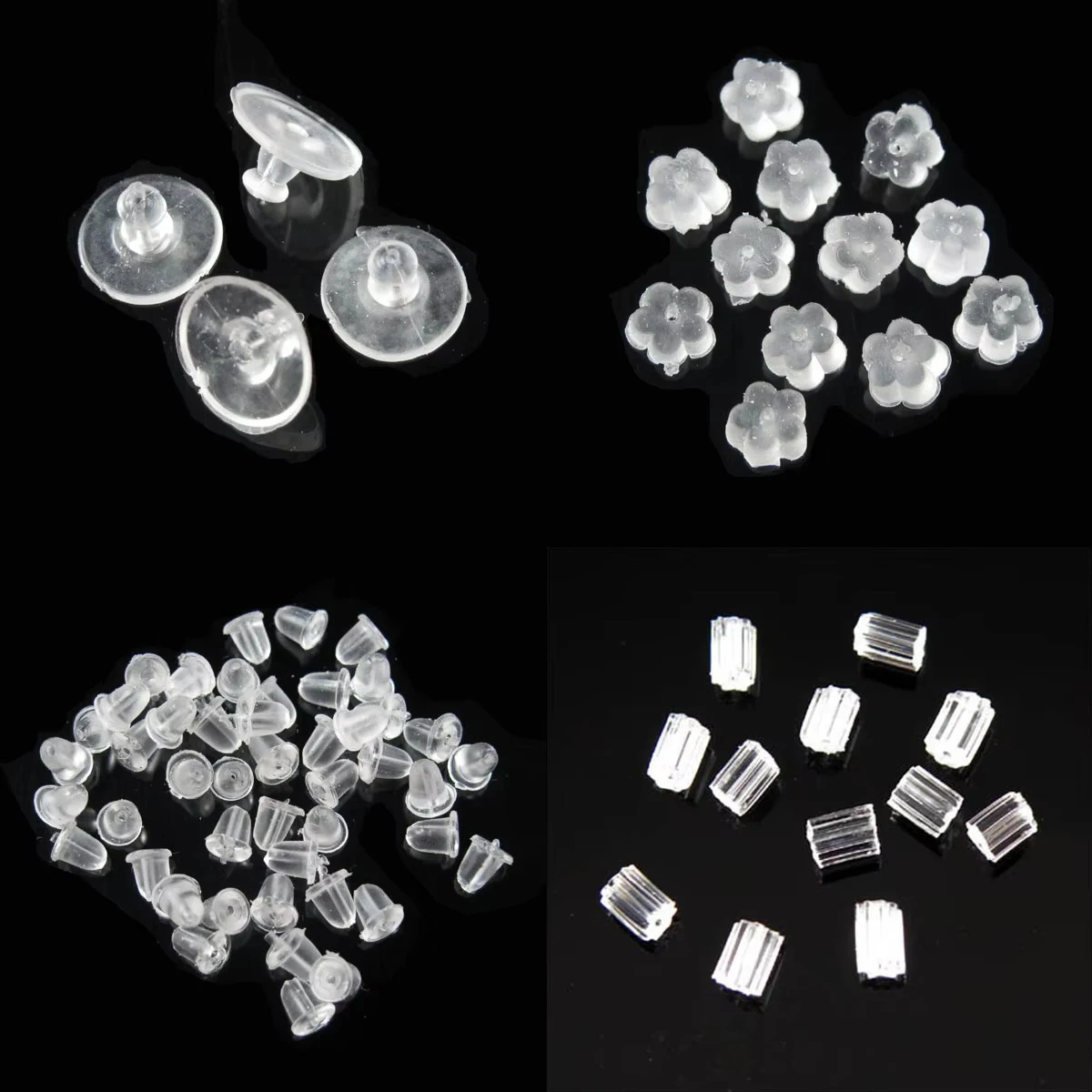 Hypo Rubber Earring Back Stopper Finding (Flower  Bullet  Big Pads  and Tube) For Jewelry Making DIY EW17