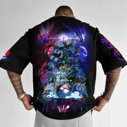 2026 جديد 2 استنساخ رياضة البوكيمون الرسوم المتحركة ثلاثية الأبعاد طباعة سريعة الجافة جودة الذكور/الإناث الكبار الاطفال قاعدة تي شيرتات قصيرة الاكمام #1