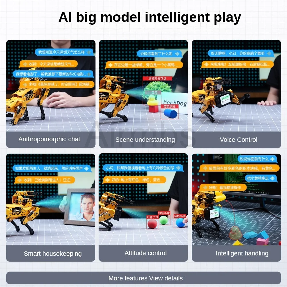 Hiwonder ESP32 4 DOF MechDog مع ذراع روبوت AI نموذج كبير للكلام البصرية الاستيلاء على روبوت قابل للبرمجة مفتوح المصدر