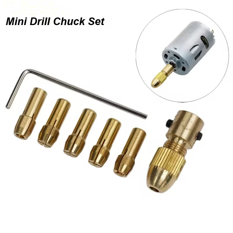 Mini Drill Chuck Collet Set For Electric Motor Shaft Fit Micro Twist Drill Brass Cartridge Rotary Tool Bit Clamping Nut Adapter