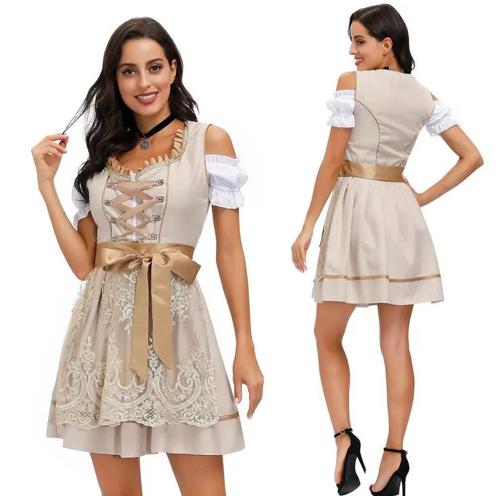 Disfraz de Mujer con Estampado Floral del Festival de la Cerveza de Múnich MXL, Vestido de Halloween, Regalo, Talla Específica, Actuación en Escenario, Estilo Tradicional Chino