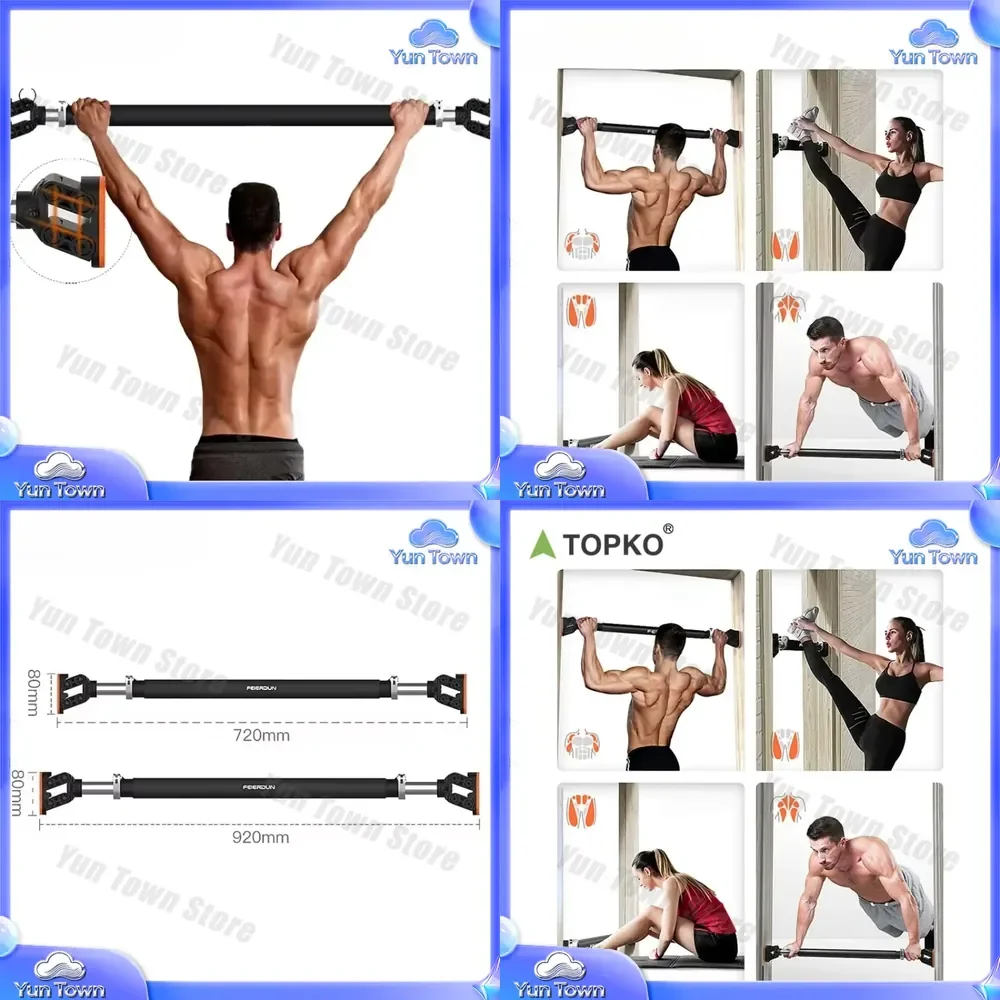 Doorway Pole for Upper Body Fitness Pull Up Bar Chin Up Station Non Slip Exercise Ring Home Gym Equipment Door Mounted