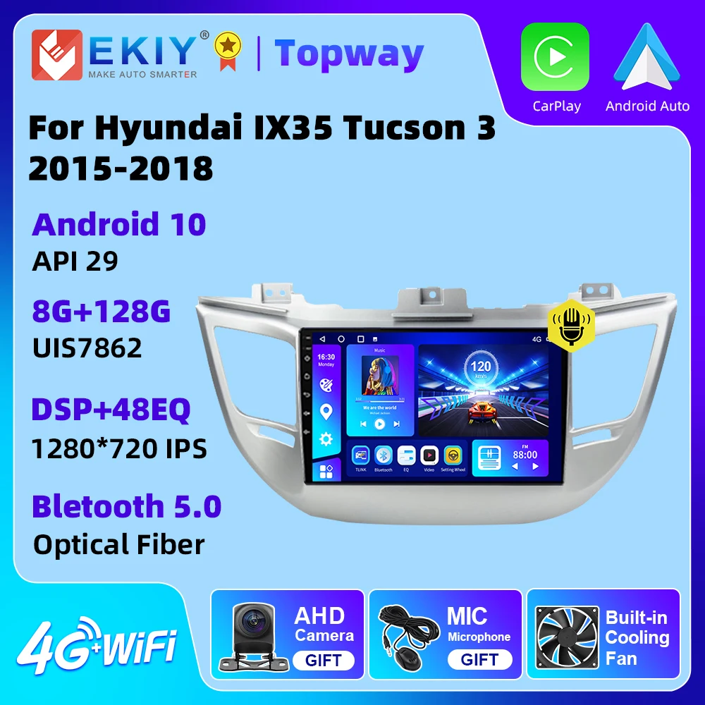 

EKIY Android 10 For Hyundai IX35 Tucson 3 2015-2018 Multimedia Car Radio GPS Navigation 4G WIFI Carplay 2 Din No DVD Player