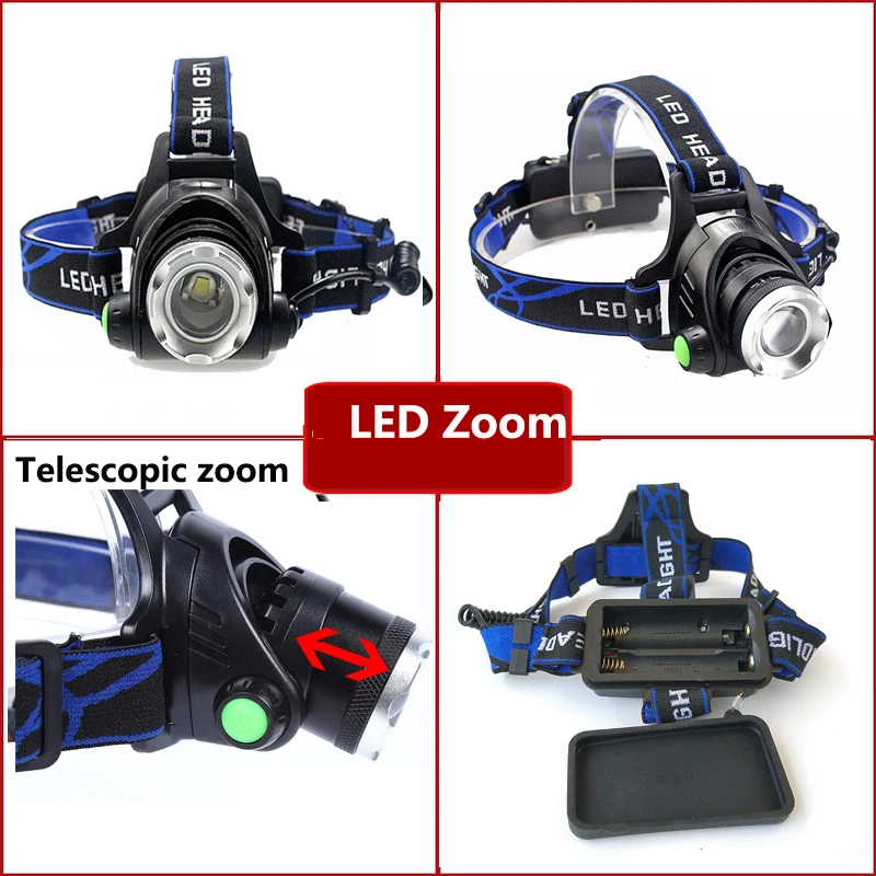 Zoom XM-L T6 LED Headlamp Head Lamp Lighting Flashlight Torch Fishing 18650 Battery Charger Bulbs Waterproof Litwod Camping CE