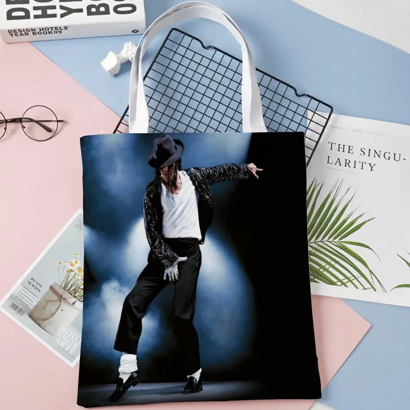 New Arrival Michael Jackson Bag Foldable Shopping Bag Reusable Eco Large Unisex Canvas Fabric Shoulder Bag Tote 0410