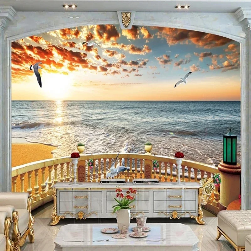 

Custom Photo Wallpaper Seaside Sunset Beautiful Beach Seascape 3D Mural Living Room TV Sofa Background Bedroom Home Decor Fresco