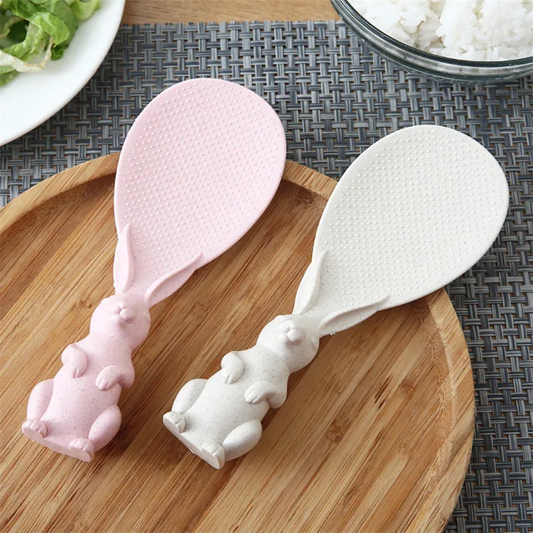 Straw rabbit spoon can stand up rabbit rice spatula rice cooker creative non-stick rice cartoon rice spoon rice spoon 1PC