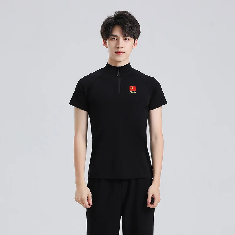 Abbigliamento da ballo estivo Nuovo top latino per adulti Linea da uomo Concorso di danza Costume da sala Valzer Tango Abbigliamento da allenamento professionale