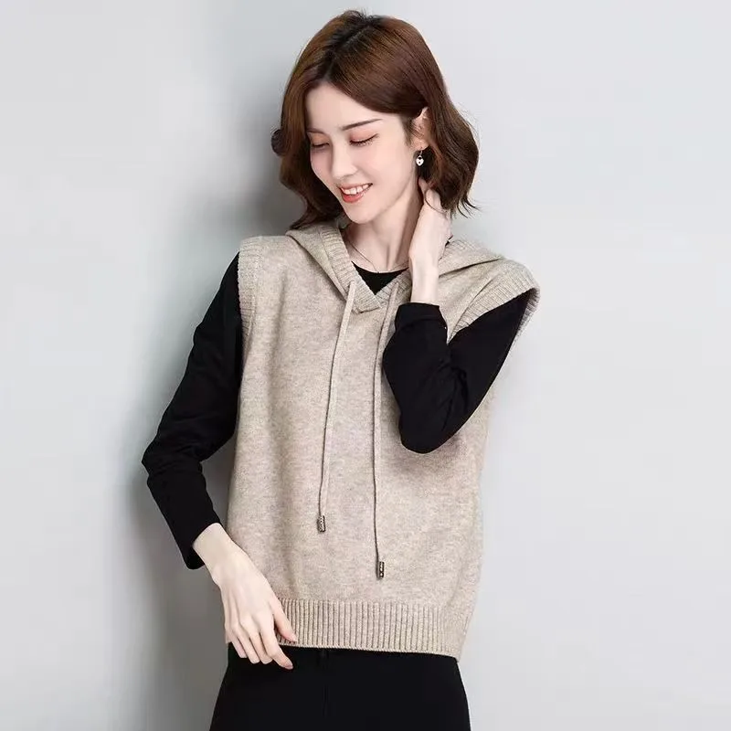 2025 여성용 신상 스웨터 베스트 봄 가을 후드 스웨터 말 클립 재킷