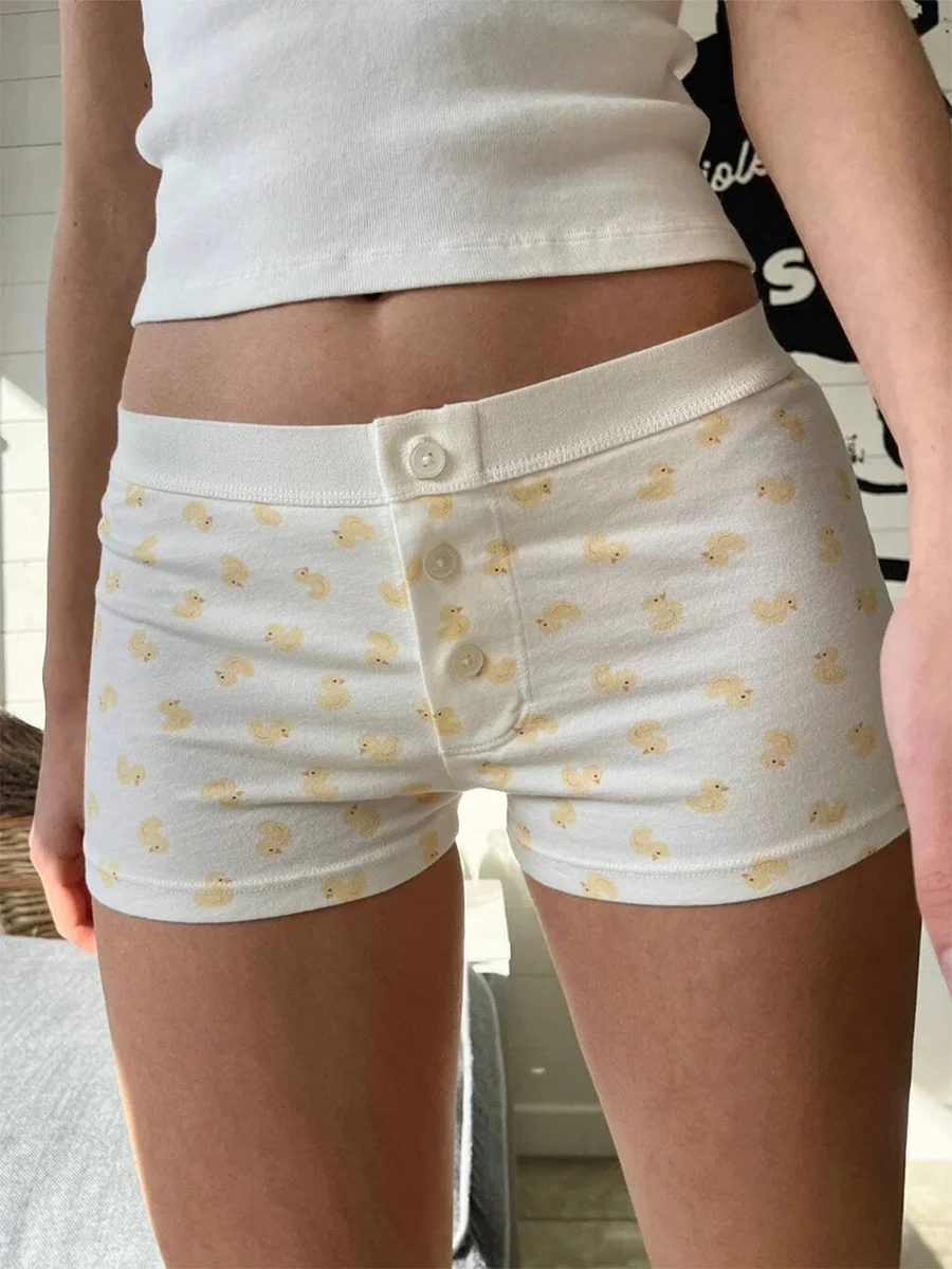 

Женские пижамные шорты с модным принтом и пуговицами, удобные шорты для сна с эластичной резинкой на талии, летние повседневные пижамные штаны