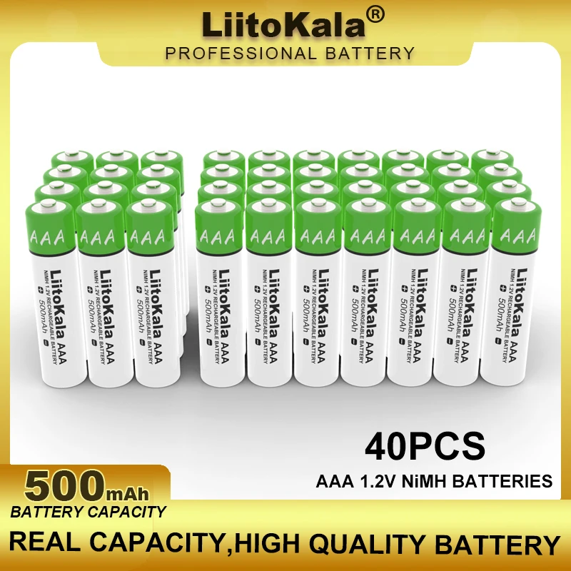 

40PCS/LOT LiitoKala AAA 1.2V 500mAh NiMH Rechargeable Battery Suitable For Toys, Mice, Electronic Scales, Etc. Wholesale