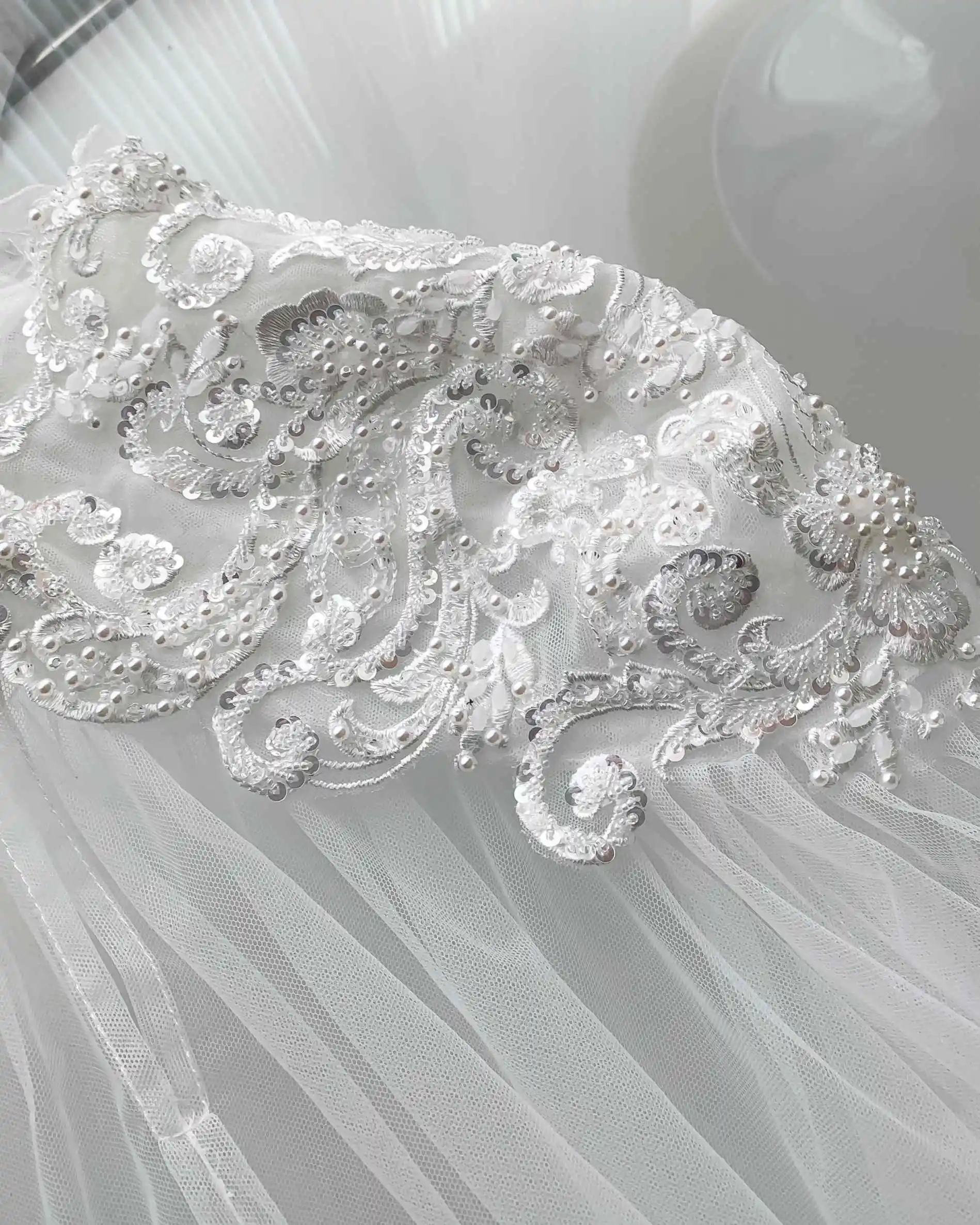 New Bridal Wraps Modest Soft Lace Crystals Wedding Jacket Bride Bolero For Weddings Long Sleeve Bridal Jacket Size Customized