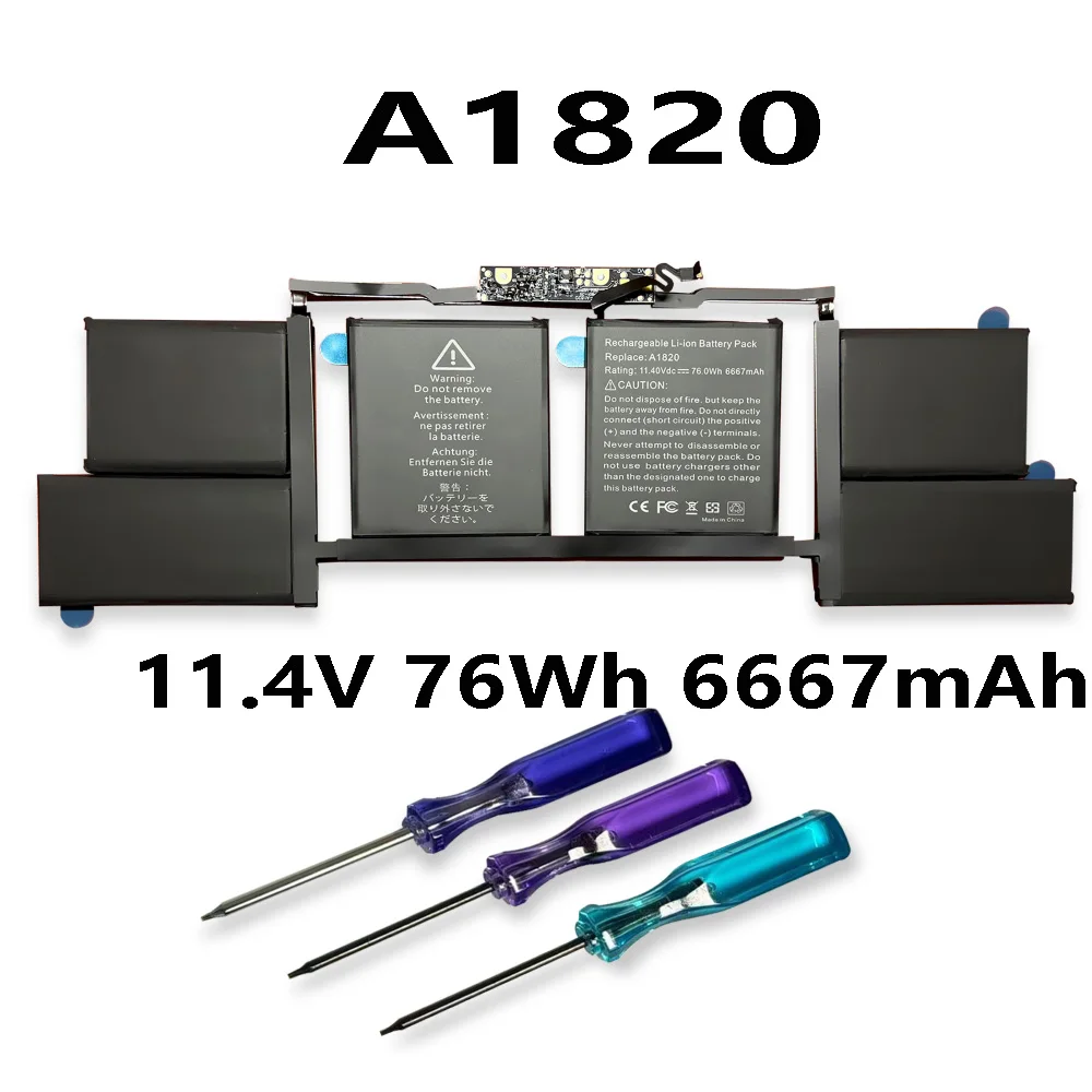 A1820 76Wh 11.4V Laptop Battery For Apple Macbook Pro 15