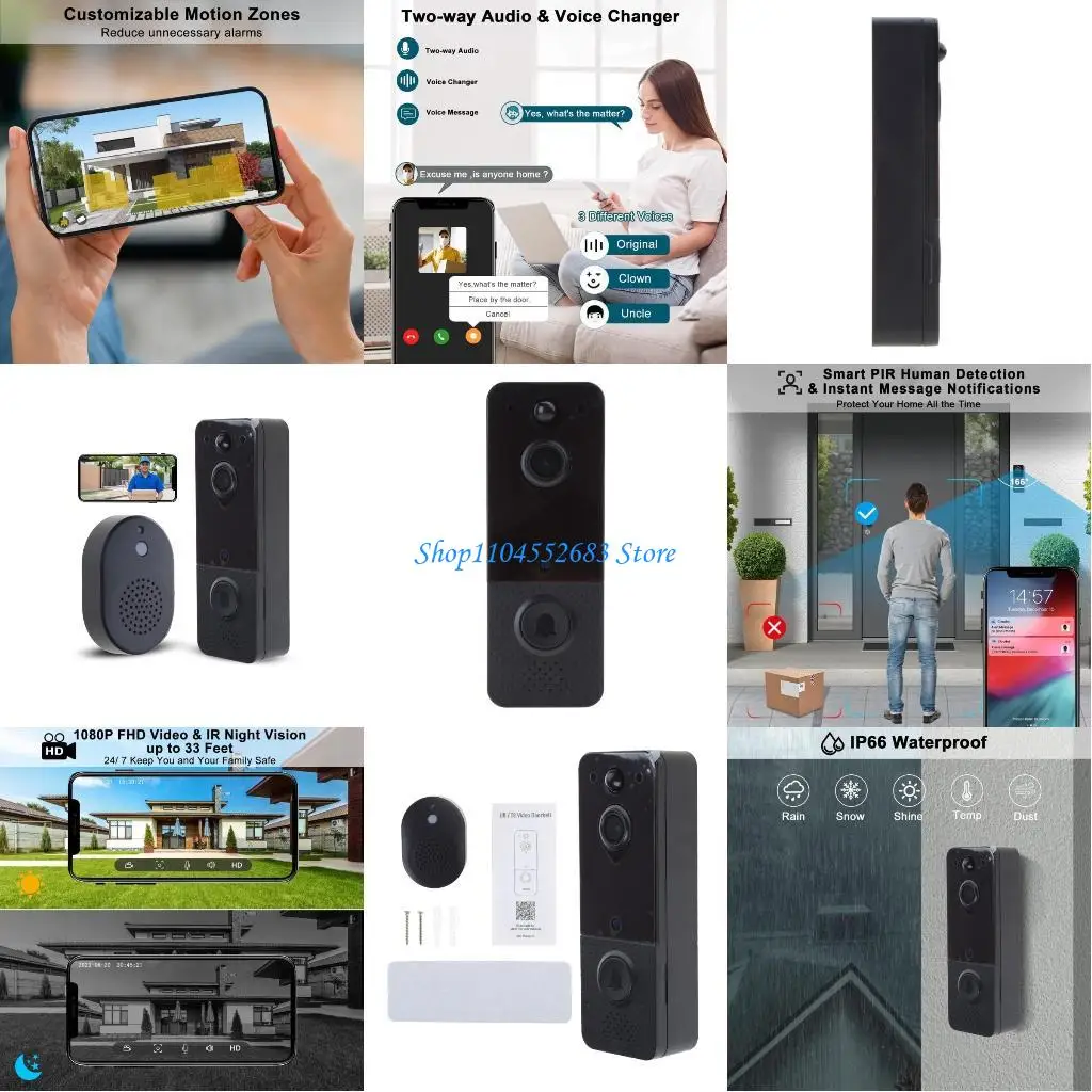 

Y6GD Wireless Video Doorbell Camera withChimes PIRMotionDetection & NightVisions Keep Your Home Safe and Secure