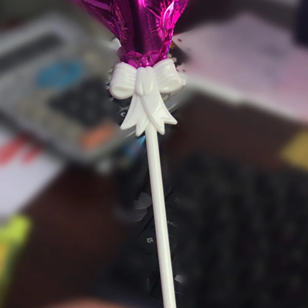 

100Pcs Bowknot Balloon Holders Wedding Party Decorative Sticks Smooth Surface Reusable Stand Kits Homecoming Week Decorations