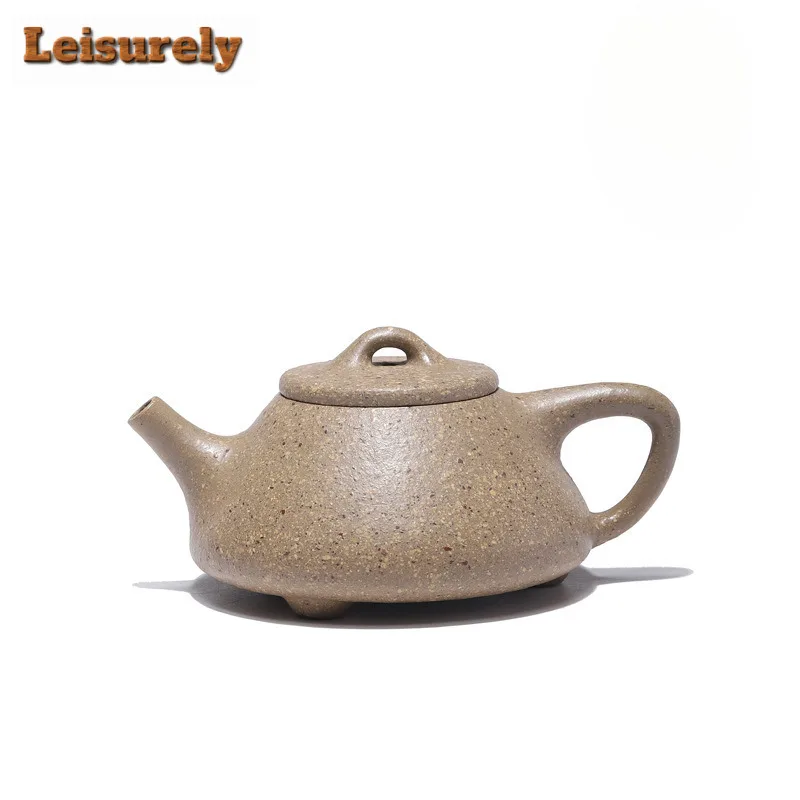 210ml Yixing Purple Clay Teapots Handmade Stone Scoop Pot Raw Ore Coarse Sand 16 Mesh Section Mud Kettle Strainer Zisha Tea Set