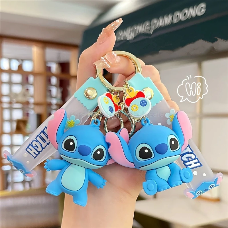 Wholesale Cartoon Anime Disney Keychain Mickey Mouse Minnie Lilo & Stitch New Keyring Key Chain Car Pendant Kids Toys Gifts