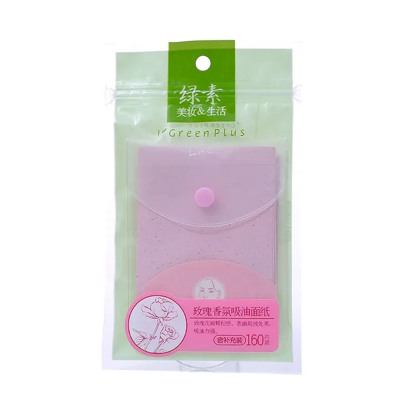 160Pcs Protable Facial Absorbent Paper Oil Control Wipes Green Tea Sheet Oily Face Blotting Matting Tissue Makeup Facial Clean