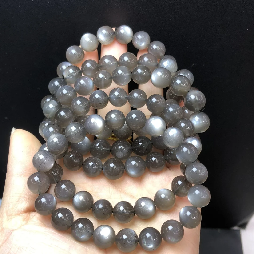 

1 шт. Fengbaowu натуральный серебряный браслет с лунным камнем круглые бусины Рейки целебный камень модные украшения подарок для женщин и мужчин