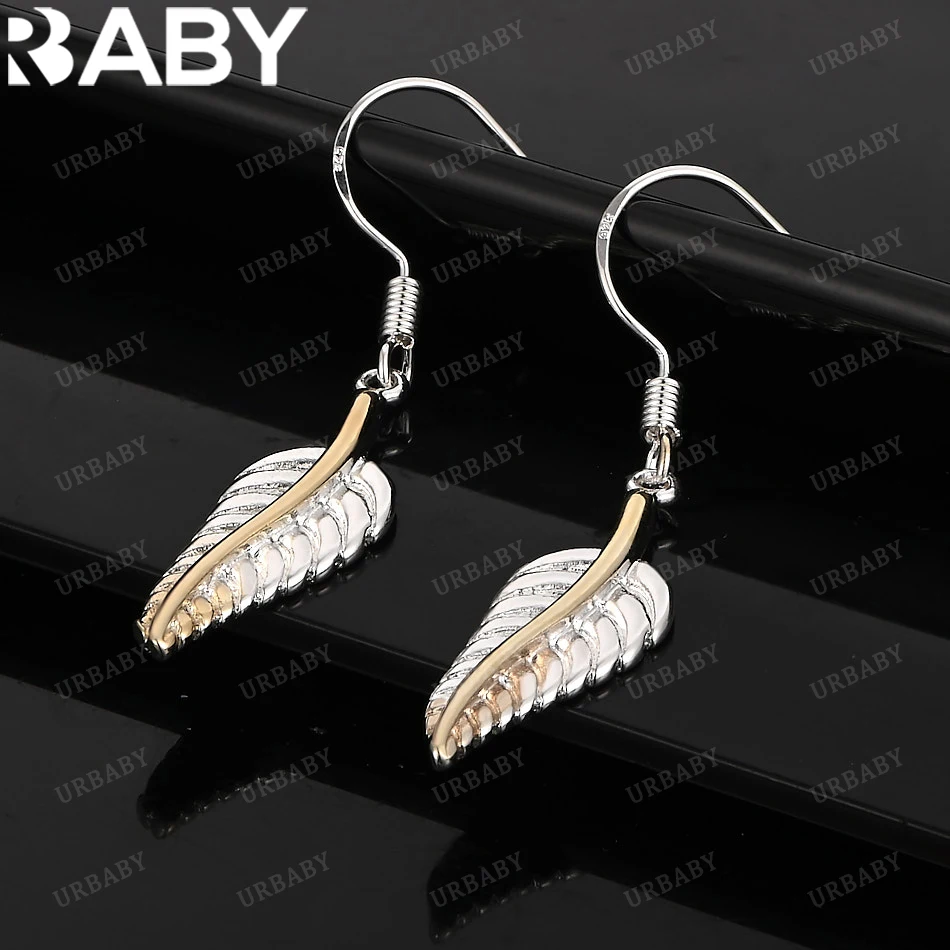 

URBABY 925 Sterling Silver Earrings Leaf Drop Earrings For Women Jewelry Fashion Party and Daily Wear