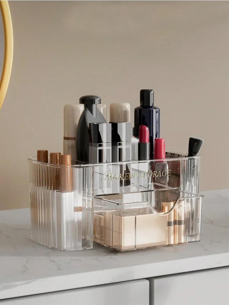 Desktop Drawer-Style Cosmetic Storage Box Transparent Jewelry Stationery Organizer Plastic Display Case Cosmetic Container Boxes