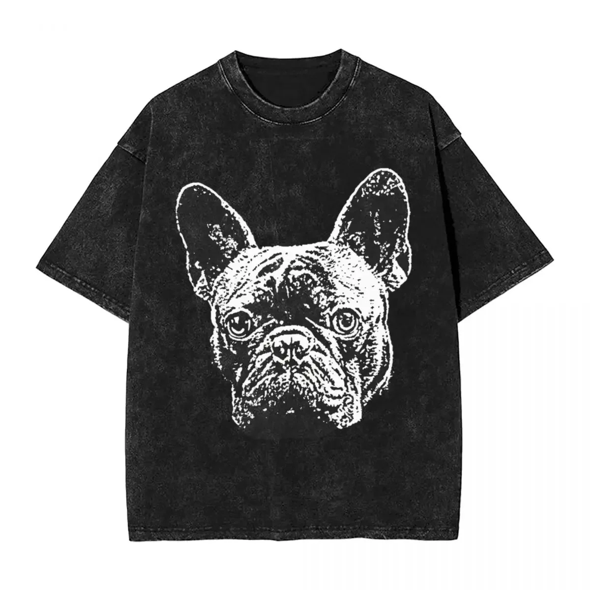 Cute French Bulldog Animal T-Shirt Frenchie Dog Hippie T Shirts Short Sleeve Retro Tops Summer Cotton Crew Neck Big Size Tees