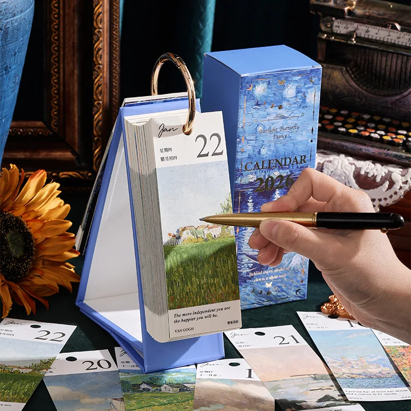 

Настольный перекидной календарь, винтажный настольный органайзер, календарь с подвеской в виде бабочки, стильный календарь для студентов, планировщик, домашний офис, художник
