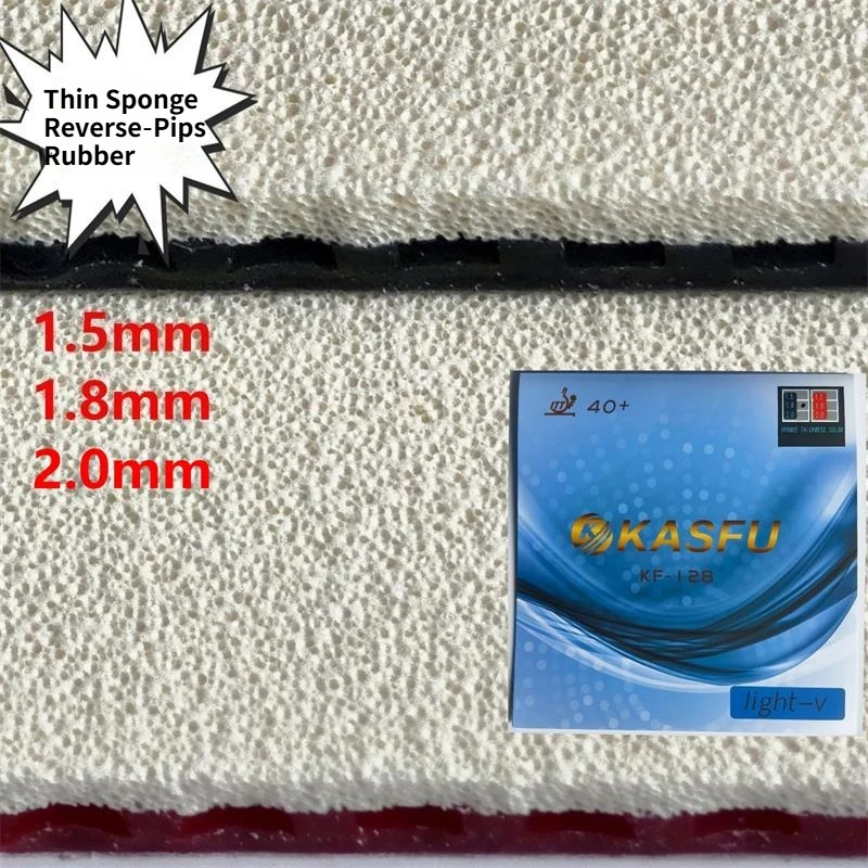 KASFU KF‑128 Table Tennis Rubber Sticky Pimples in with 1.5/1.8/2.0mm Ultra‑Thin Cake Sponge Ping Pong Rubber Fast Attack & Loop