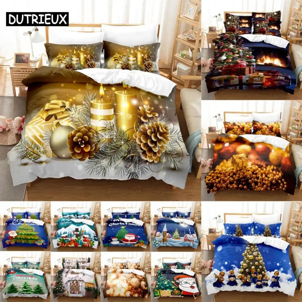 

Christmas Bedding Set Duvet Cover Quilt Comforter Pillow Case Bed Linens 3D Queen King Double Full Twin Single 3PCS 2PCS Bedroom