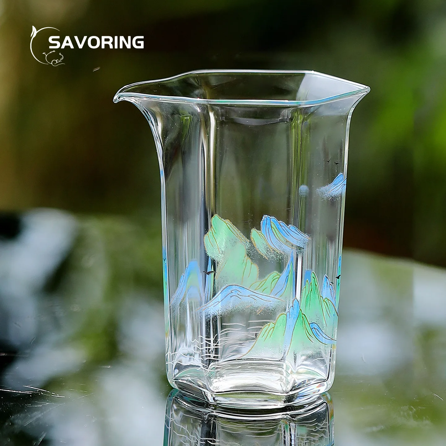 Thousand Of Miles Hand-painted Tea Cup Glass Tea Pitcher Sea ChahaiChhai Heat-resistant Glass Divide Tea Drinking Aesthetic Set