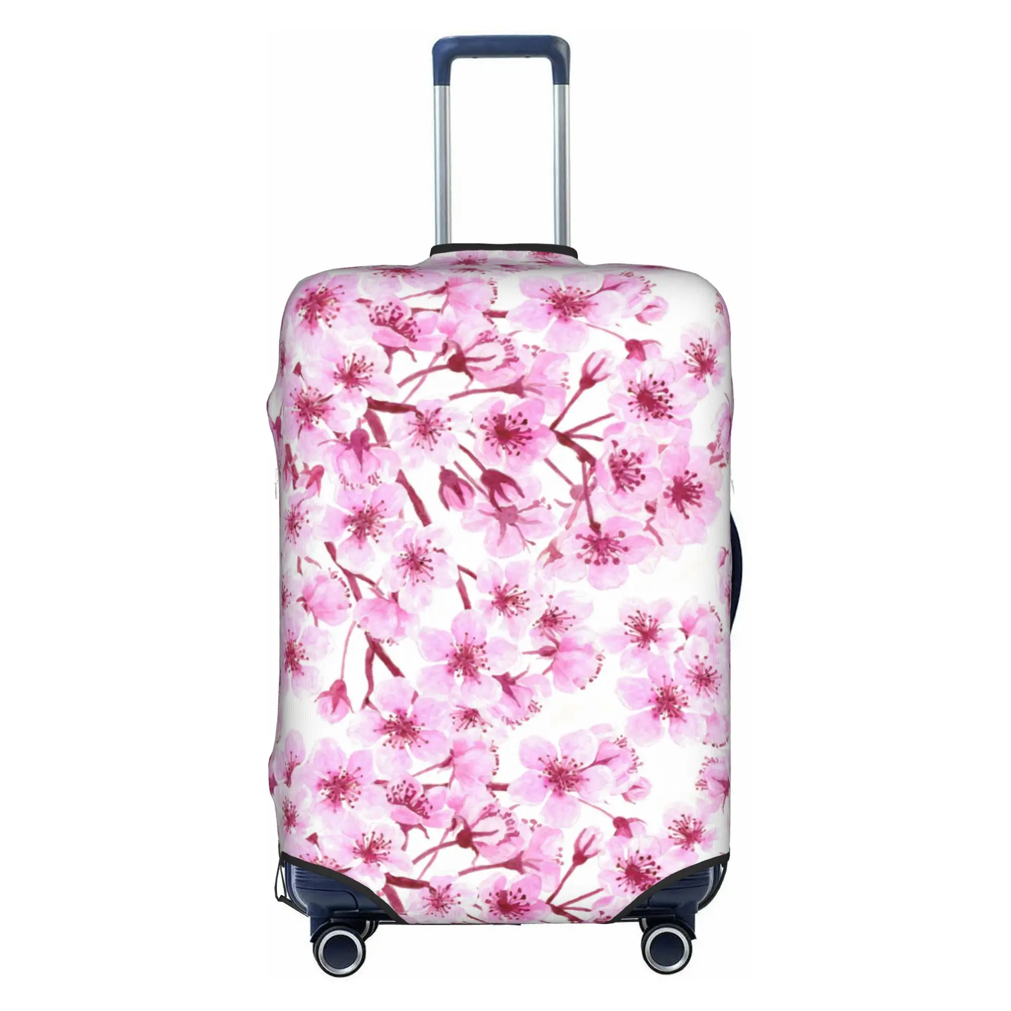 Cherry Blossom Floral on Pink Suitcase Cover Elastic Japane Flowers Luggage Protective Covers for 18-32 inch