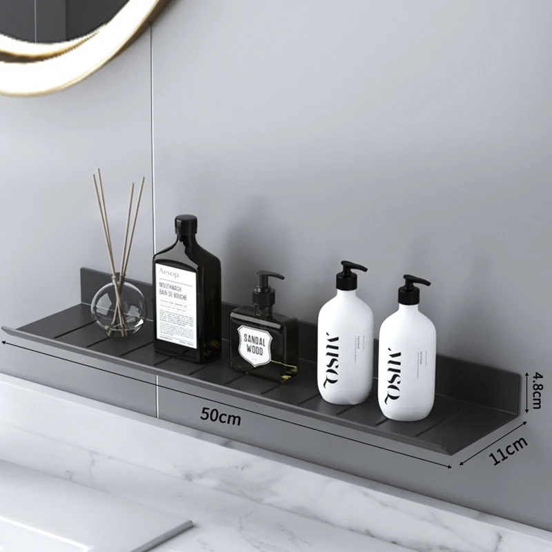 

ULA Bathroom Storage Rack 30-50cm Modern Bathroom Shelves Black Silver Kitchen Wall Shelf Home Accessories