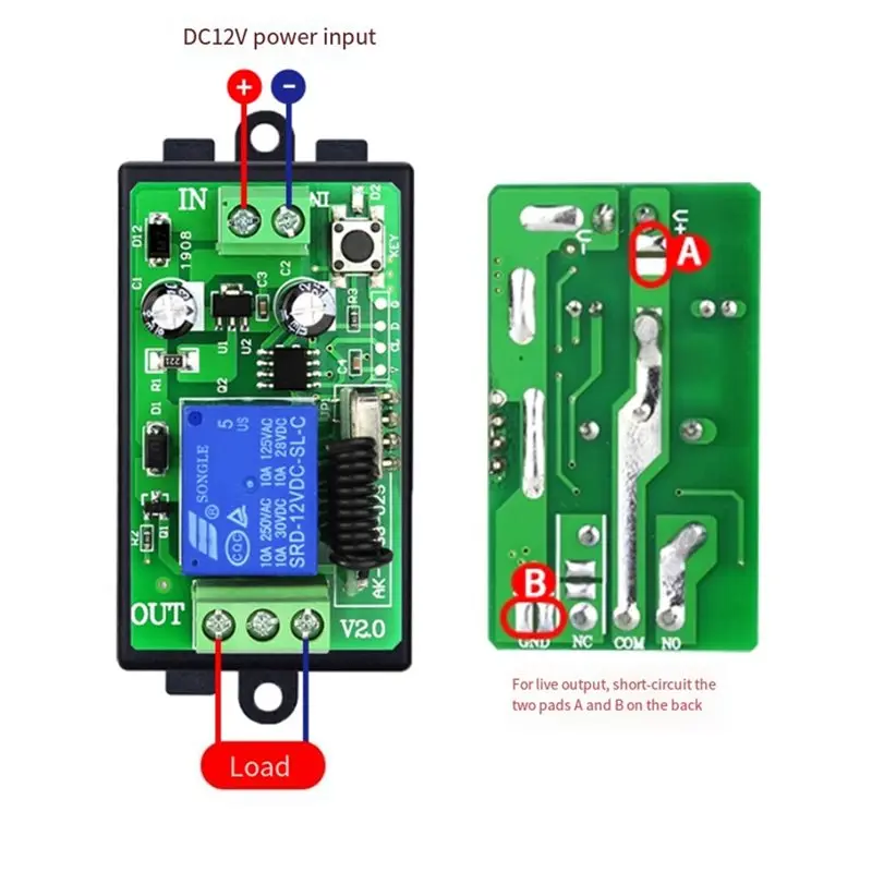 A99E-DC12V 1CH RF Relay Switch Light /Lamp/ Garage Doors For Light /Lamp/ Garage Doors Shutters Projection Screen
