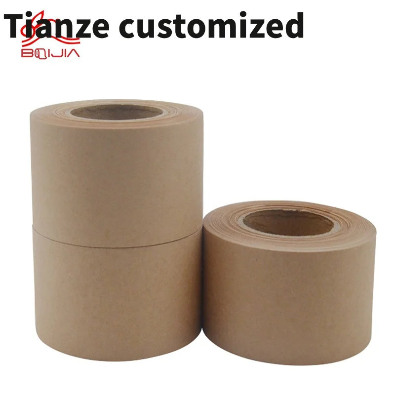 

10 pieces.custom.Eco Friendly film waterproof wet activate kraft paper tape customisable 48x50 25 mm tape writable gummed