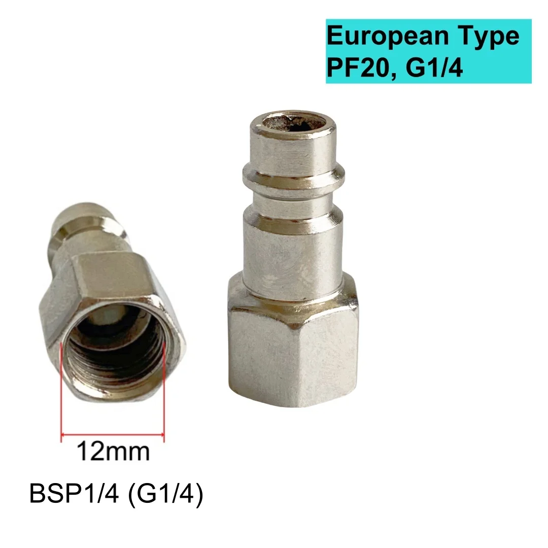 5Pcs PF20 G1/4 BSP1/4 Europe Type Pneumatic Quick Fitting Connector Female Thread For Air Compressor Gun